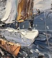Segelboot Hafenmeerblick durch Paletten Messer Detailbeschaffenheit